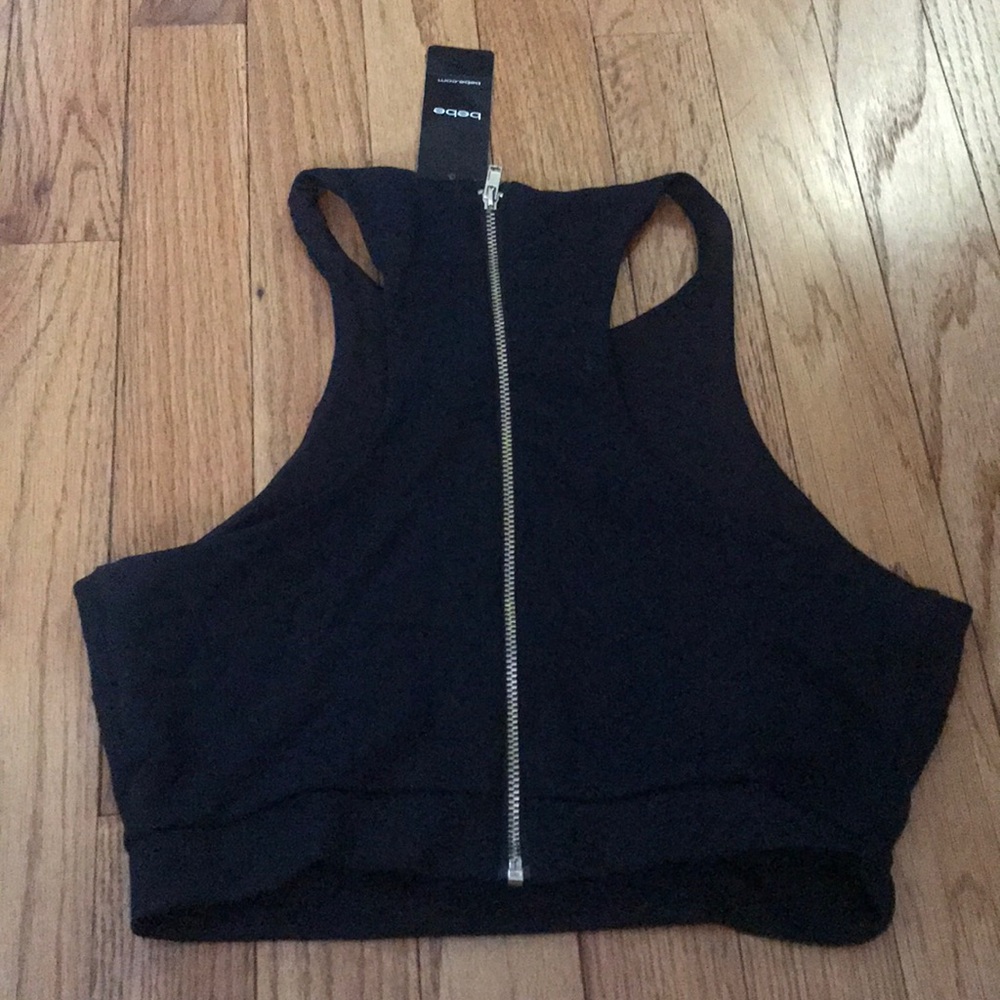 Bebe Slit Front Racerback Crop Top -XS - Picture 2 of 3